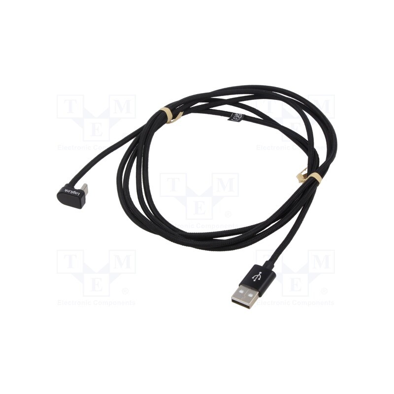 1 pcs x LOGILINK - CU0193 - Cable, USB 2.0, USB C angled plug,both sides, 2m, black, 480Mbps