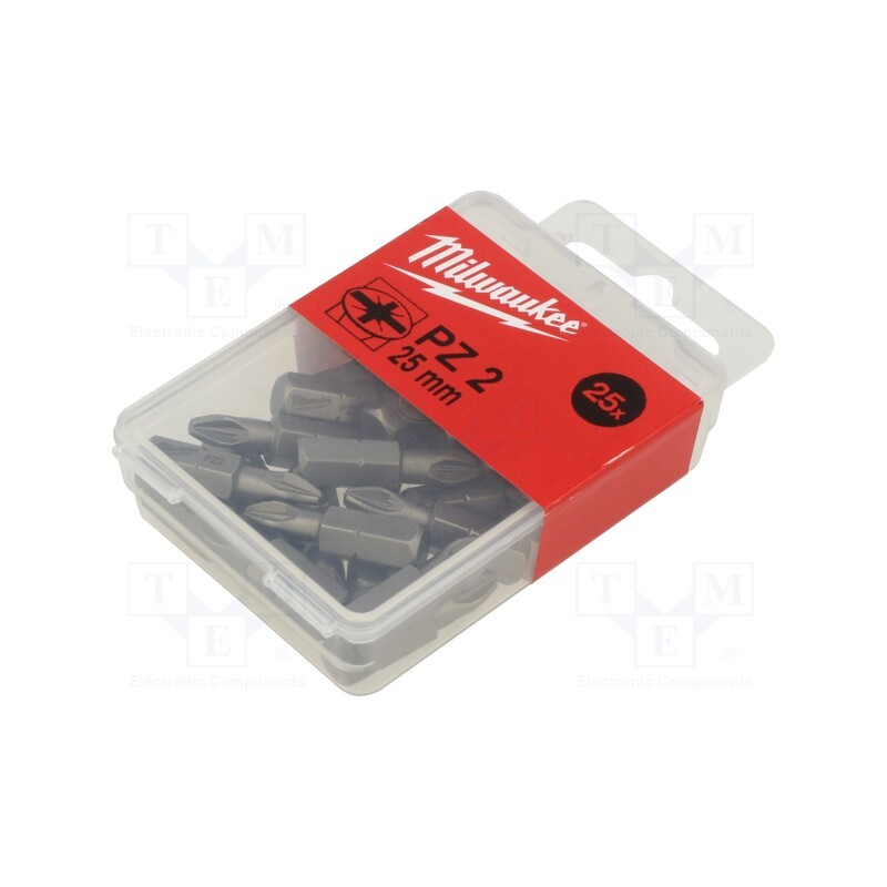 1 pcg x Milwaukee - 4932399590 - Screwdriver bit, Pozidriv®, PZ2, Overall len: 25mm, 25pcs.