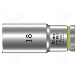 1 pcs x WERA - 5004540001 - Socket, 6-angles,socket spanner, HEX 18mm, 3/8', 64mm