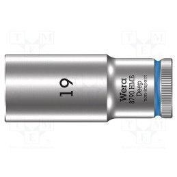 1 pcs x WERA - 5004541001 - Socket, 6-angles,socket spanner, HEX 19mm, 3/8', 64mm