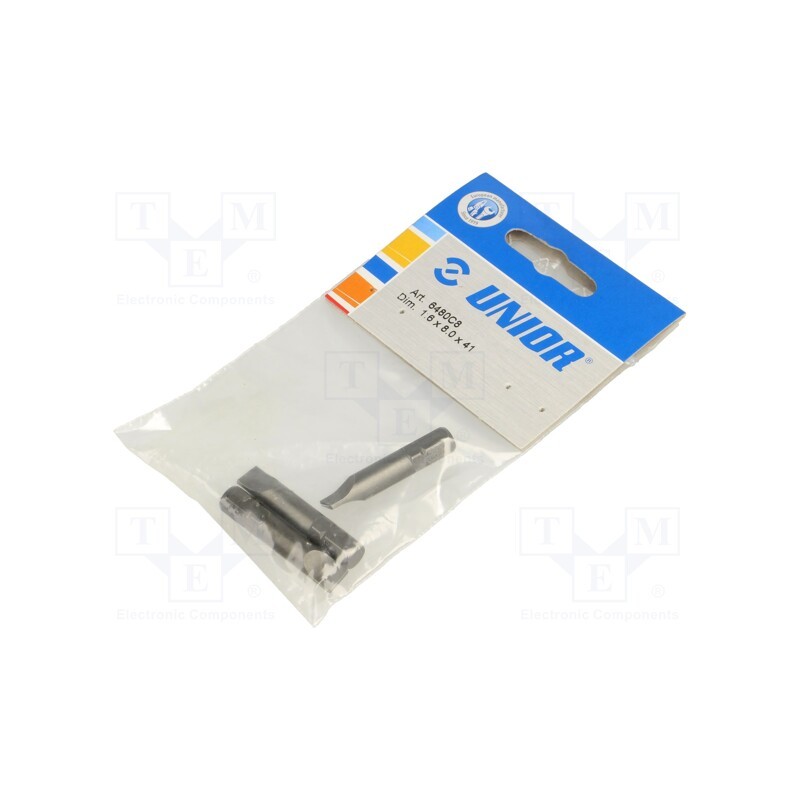 1 pcg x UNIOR - 602417 - Screwdriver bit, slot, 8,0x1,6mm, Overall len: 41mm, 3pcs.