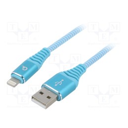 1 pcs x GEMBIRD - CC-USB2B-AMLM-2M-VW - Cable, USB 2.0, Apple Lightning plug,USB A plug, gold-plated, 2m