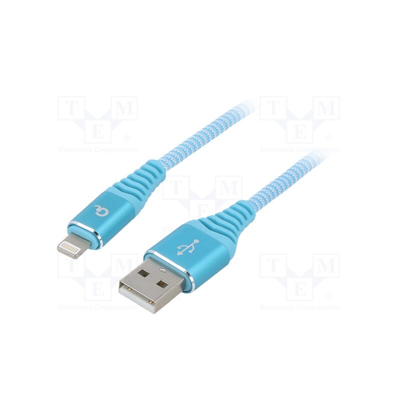 1 pcs x GEMBIRD - CC-USB2B-AMLM-2M-VW - Cable, USB 2.0, Apple Lightning plug,USB A plug, gold-plated, 2m