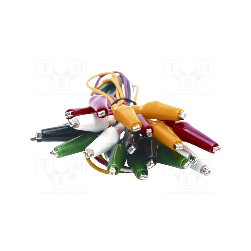 1 set x MUELLER ELECTRIC - BU-00287 - Test leads, Urated: 300V, Inom: 7A, Len: 0.46m, aligator clip