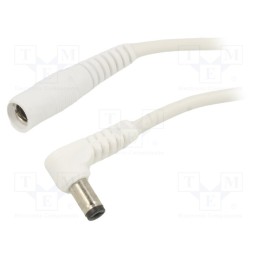 1 pcs x WEST POL - A21-C21-C100-200WH - Cable, 1x1mm2, DC 5,5/2,1 plug,DC 5,5/2,1 socket, angled, white