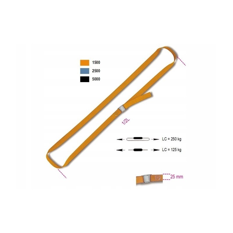 Beta fastening belt with tightening buckle, closed, made of 250k polypropylene