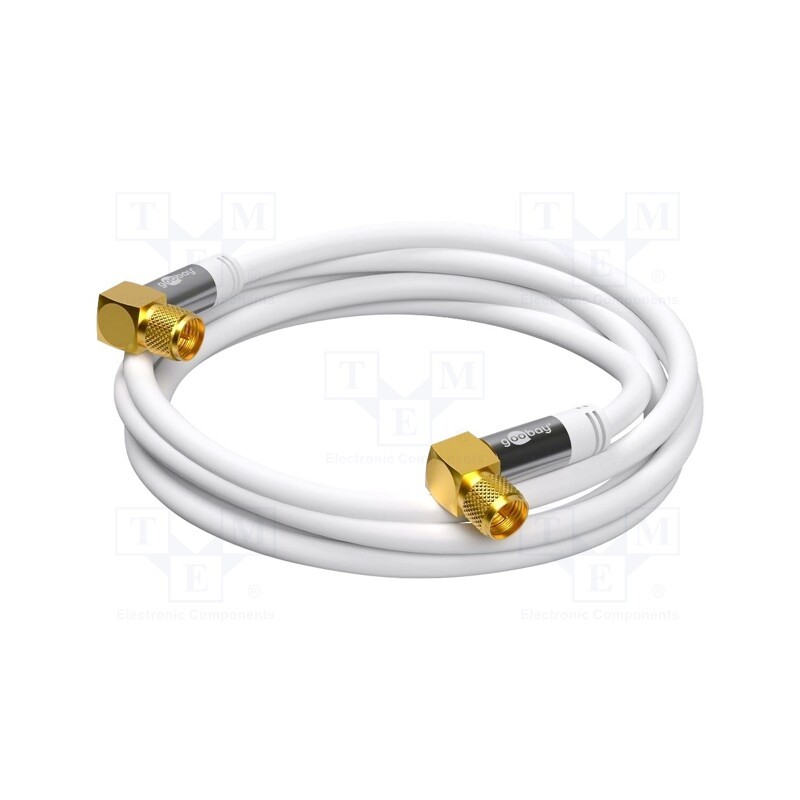 1 pcs x Goobay - 70484 - Cable, 75Ω, 3m, F plug angular,both sides, PVC, white