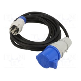 1 pcs x KEL - W-99950 - Extension lead, 3x2.5mm2, Sockets: 1, rubber, black, 5m, 16A