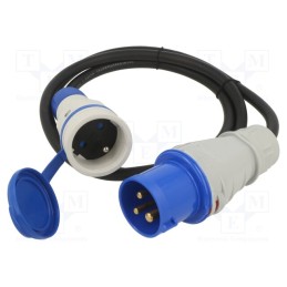 1 pcs x KEL - W-99936 - Extension lead, 3x2.5mm2, Sockets: 1, rubber, black, 1.5m, 16A