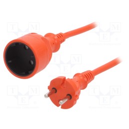 1 pcs x PLASTROL - W-98937 - Extension lead, 2x1mm2, Sockets: 1, PVC, orange, 10m, 10A