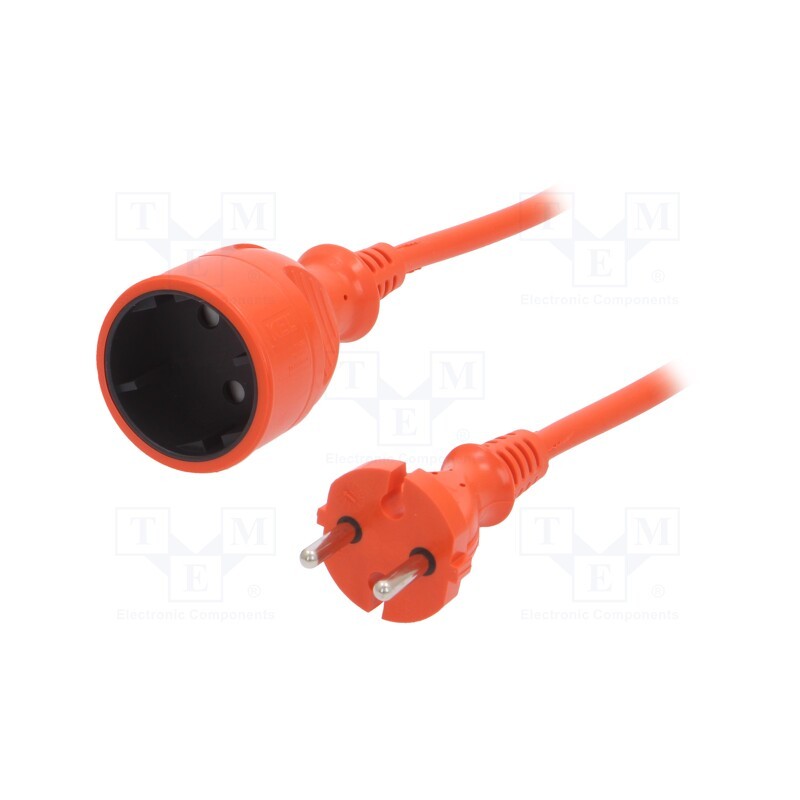 1 pcs x PLASTROL - W-98937 - Extension lead, 2x1mm2, Sockets: 1, PVC, orange, 10m, 10A