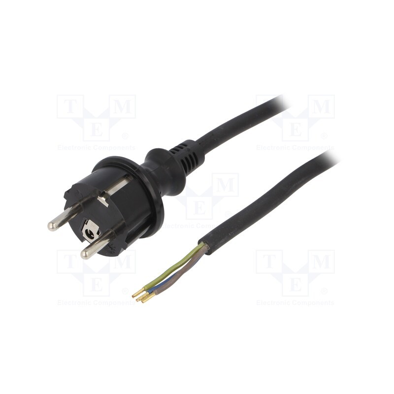 1 pcs x PLASTROL - W-97210 - Cable, 3x1mm2, CEE 7/7 (E/F) plug,wires,SCHUKO plug, rubber