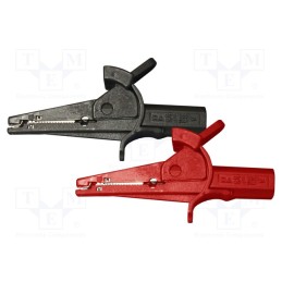 1 pcs x PEAKTECH - P 7015 - Crocodile clip, 10A, black,red, Grip capac: max.25mm, 1kV, L: 100mm