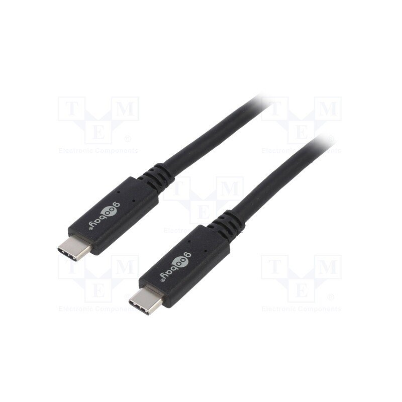 1 pcs x Goobay - 38873 - Cable, USB 3.2, USB C plug,both sides, 1m, black, 20Gbps, 100W