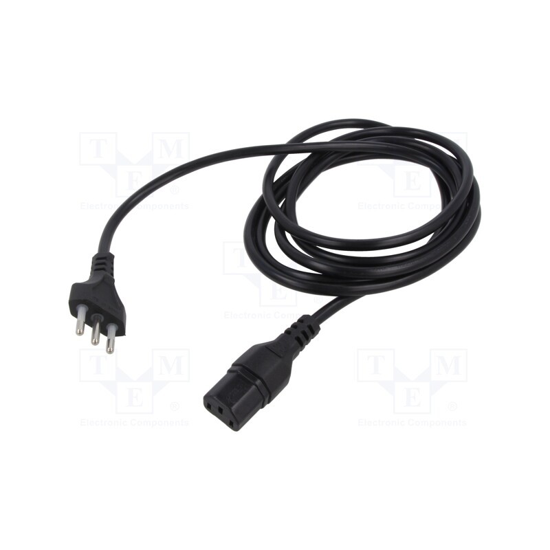 1 pcs x TASKER - 181*250 - Cable, 3x0.75mm2, CEI 23-50 (L) plug,IEC C13 female, PVC, 2.5m