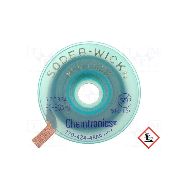 1 rol x CHEMTRONICS - SW80-BGA-5 - Tape: desoldering, halide-free,rosin,ROL0, W: 5.6mm, L: 1.5m, ESD