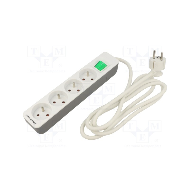 1 pcs x QOLTEC - 50288 - Extension lead, 3x1.5mm2, Sockets: 4, white, 1.8m, 16A