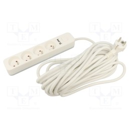 1 pcs x KERG - M02397 - Extension lead, 3x1.5mm2, Sockets: 4, PVC, white, 5m, 16A