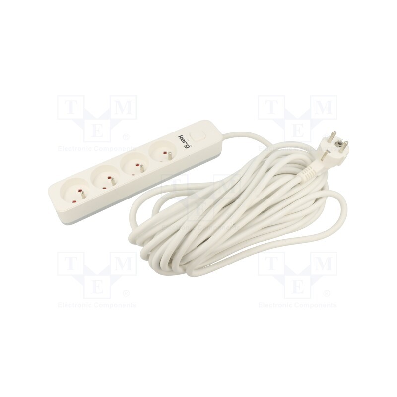 1 pcs x KERG - M02397 - Extension lead, 3x1.5mm2, Sockets: 4, PVC, white, 5m, 16A