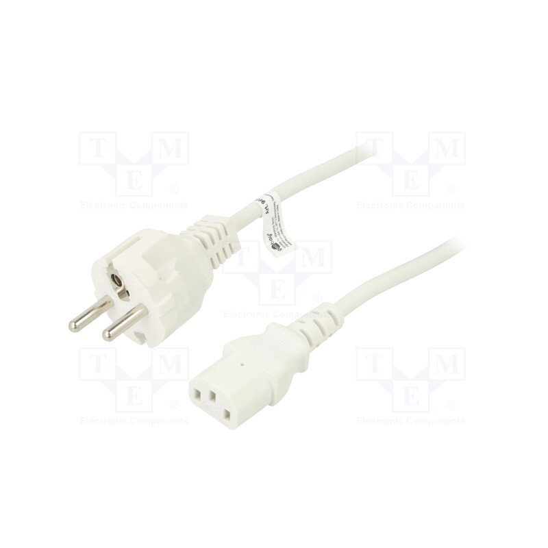 1 pcs x Goobay - 96041 - Cable, IEC C13 female,IEC C14 male, PVC, 5m, white, 10A, 250V