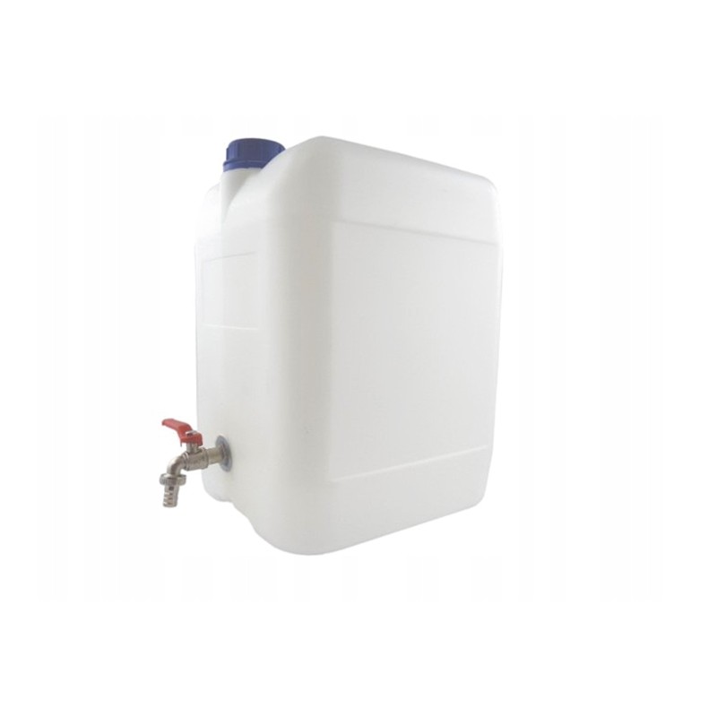 Water container canister with metal tap, 20 liters