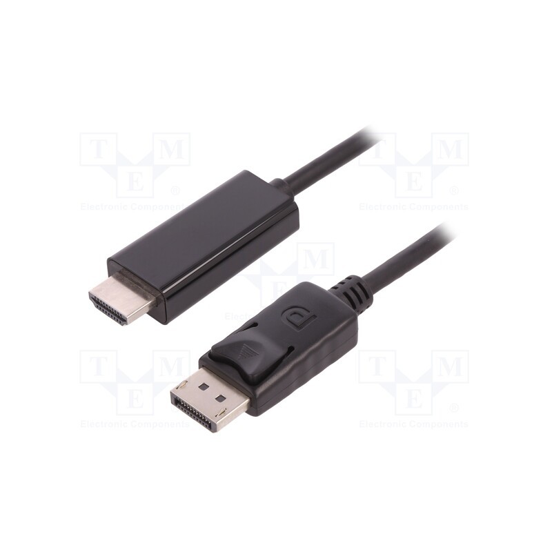 1 pcs x QOLTEC - 50435 - Cable, DisplayPort 1.2, DisplayPort plug,HDMI plug, 1m, black