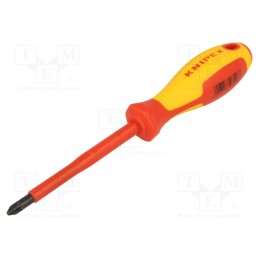 1 pcs x KNIPEX - 98 25 02 - Screwdriver, insulated, Pozidriv®, PZ2, Blade length: 100mm, 1kVAC