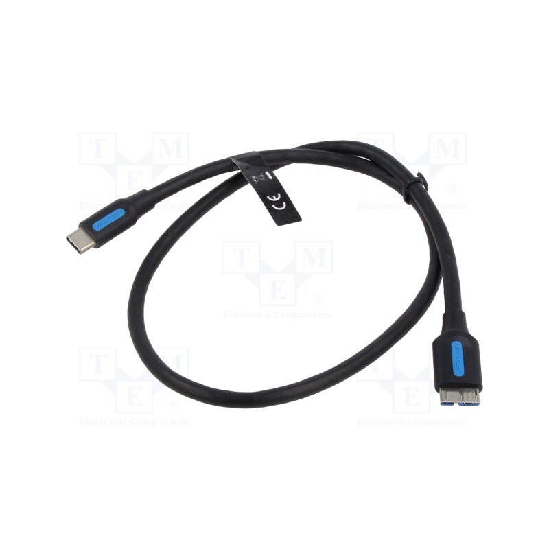 1 pcs x VENTION - CQABD - Cable, USB 3.0, USB B micro plug,USB C plug, nickel plated, 0.5m