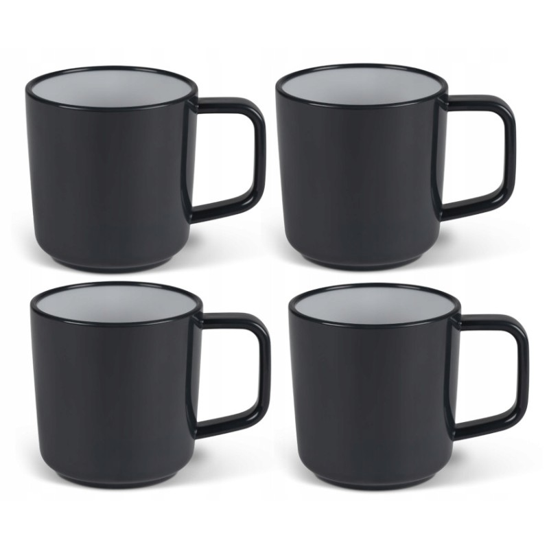 Kampa charcoal mugs, 4 pcs, anthracite non slip