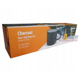 Kampa charcoal mugs, 4 pcs, anthracite non slip
