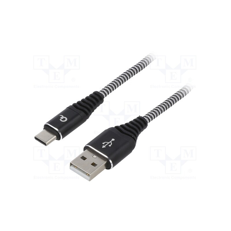 1 pcs x GEMBIRD - CC-USB2B-AMCM-2M-BW - Cable, USB 2.0, USB A plug,USB C plug, gold-plated, 2m, black