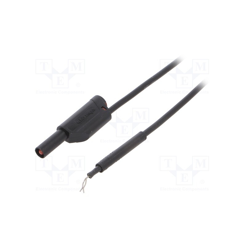 1 pcs x SCHu00dcTZINGER - AL 8321 / ZPK / 1 / 100 / SW - Test lead, 19A, probe tip,banana plug 4mm, Len: 1m, black