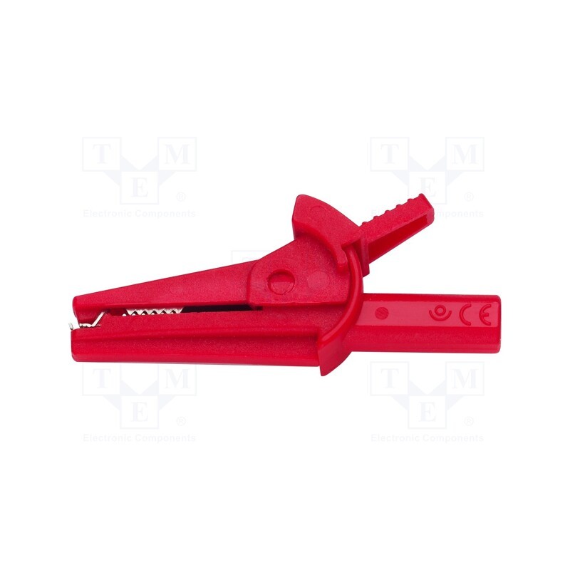 1 pcs x POMONA - 72924-2 - Crocodile clip, 10A, 600V, Grip capac: max.9mm, red, nickel plated