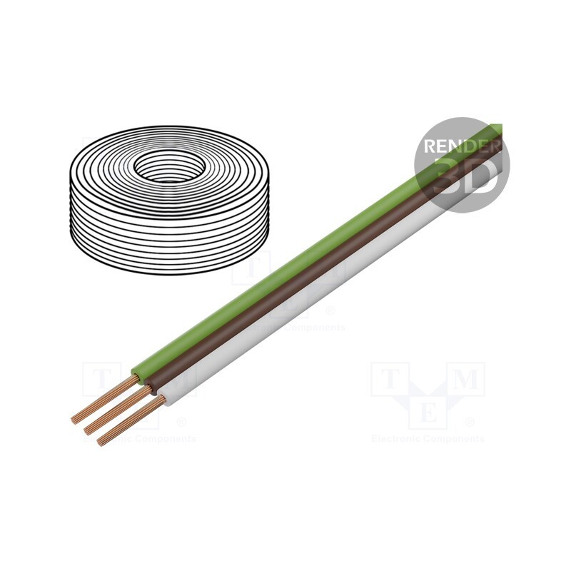 1 rol x DONAU ELEKTRONIK - 318-5 - Wire: ribbon, FBK Toy, 3x0.14mm2, stranded, Cu, PVC, 250V, 5m