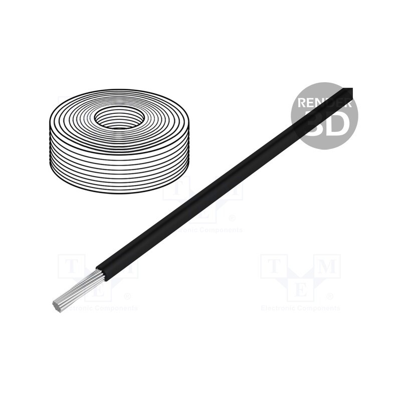 1 rol x DONAU ELEKTRONIK - 150-011 - Wire, stranded, Cu, 0.5mm2, PVC, black, 60V, 10m, Class: 5, 1x0.5mm2