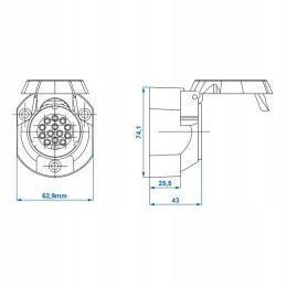 13-pin trailer hitch micro switch socket, brass