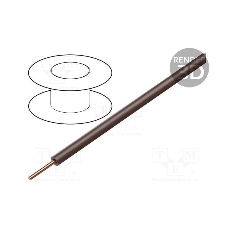 1 rol x DONAU ELEKTRONIK - 105-8-100 - Wire, 0.2mm2, solid, Cu, PVC, brown, 60V, 100m, 1x0.2mm2