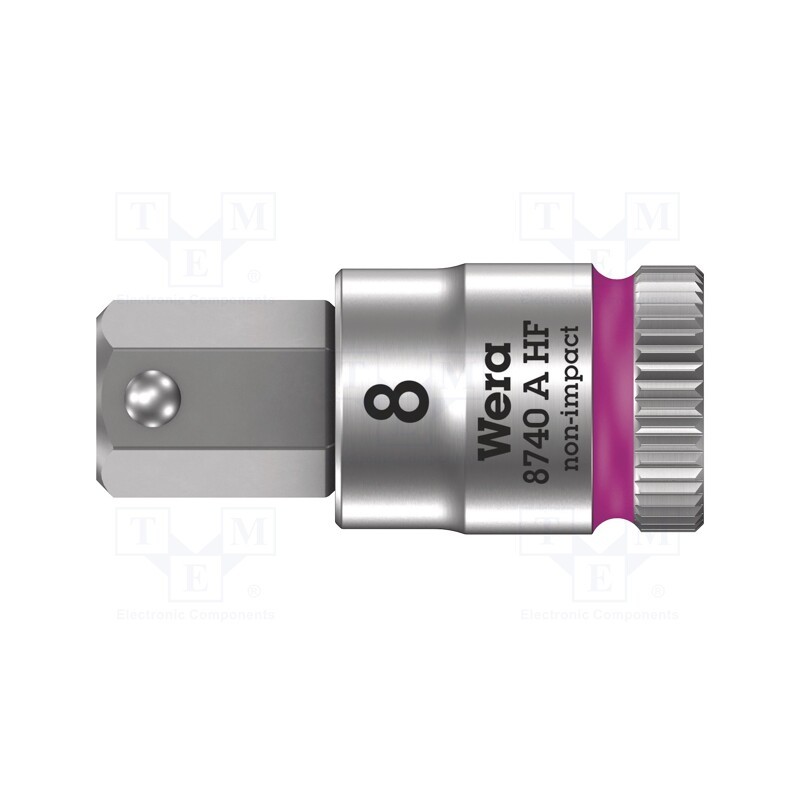 1 pcs x WERA - 5003339001 - Socket, Hex Plus key,socket spanner, HEX 8mm, 1/4', 28mm, Zyklop