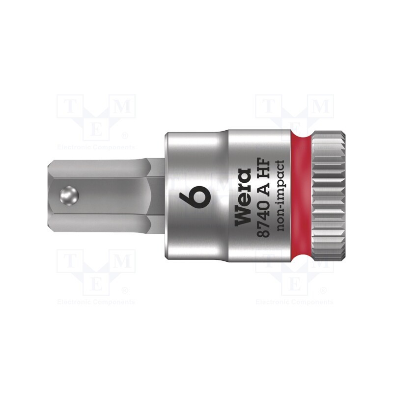 1 pcs x WERA - 5003337001 - Socket, Hex Plus key,socket spanner, HEX 6mm, 1/4', 28mm, Zyklop