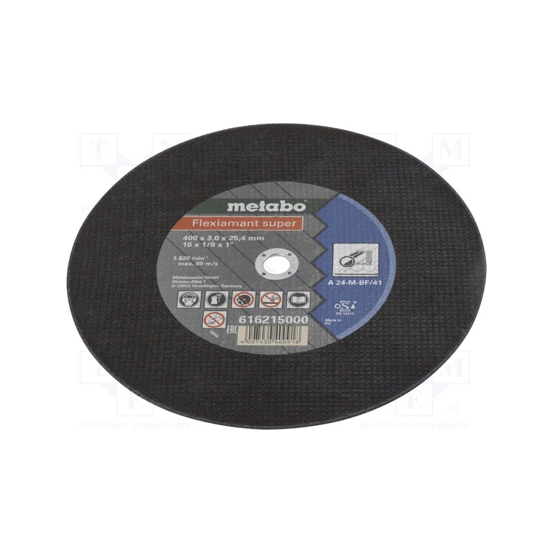 1 pcs x METABO - 616215000 - Cutting wheel, Ø: 400mm, Øhole: 25.4mm, Disc thick: 3mm, steel