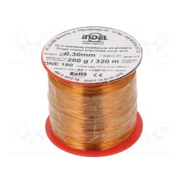 1 rol x INDEL - DNE0,30-200G - Coil wire, single coated enamelled, 0.3mm, 0.2kg, -65÷180°C