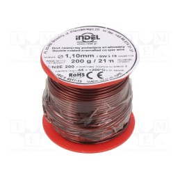 1 rol x INDEL - DN2E1,10-200G - Coil wire, double coated enamelled, 1.1mm, 0.2kg, -65÷200°C