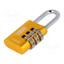 1 pcs x KASP - K10530YELD - Padlock, shackle,combination code, A: 32mm, C: 5mm, B: 27mm