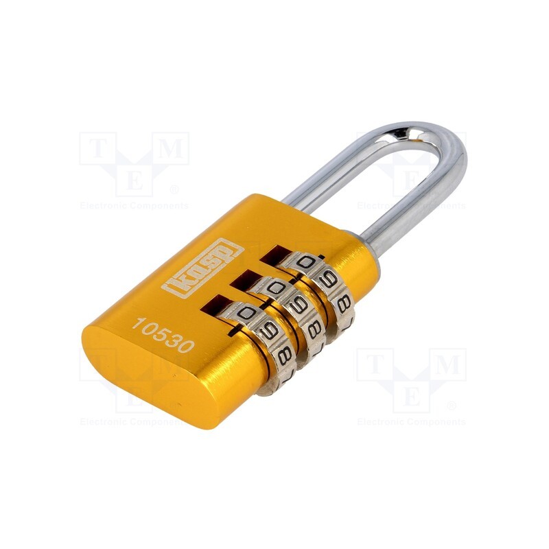 1 pcs x KASP - K10530YELD - Padlock, shackle,combination code, A: 32mm, C: 5mm, B: 27mm