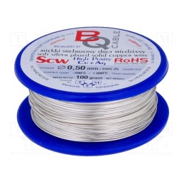 1 rol x BQ CABLE - SCW-2.00/100 - Silver plated copper wires, 2mm, 100g, Cu,silver plated, 3m