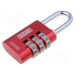 1 pcs x KASP - K10530REDD - Padlock, shackle,combination code, A: 32mm, C: 5mm, B: 27mm