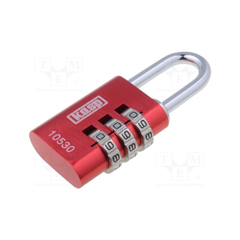 1 pcs x KASP - K10530REDD - Padlock, shackle,combination code, A: 32mm, C: 5mm, B: 27mm