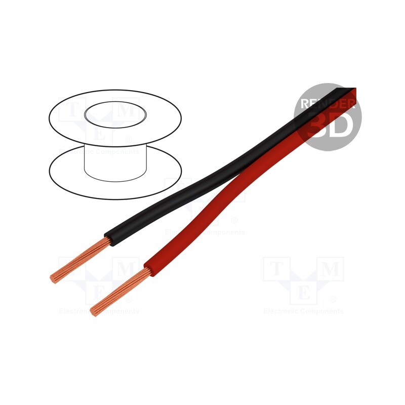 1 rol x TASKER - TSK-51-10 - Wire: loudspeaker cable, 2x0.5mm2, stranded, CCA, black-red, PVC