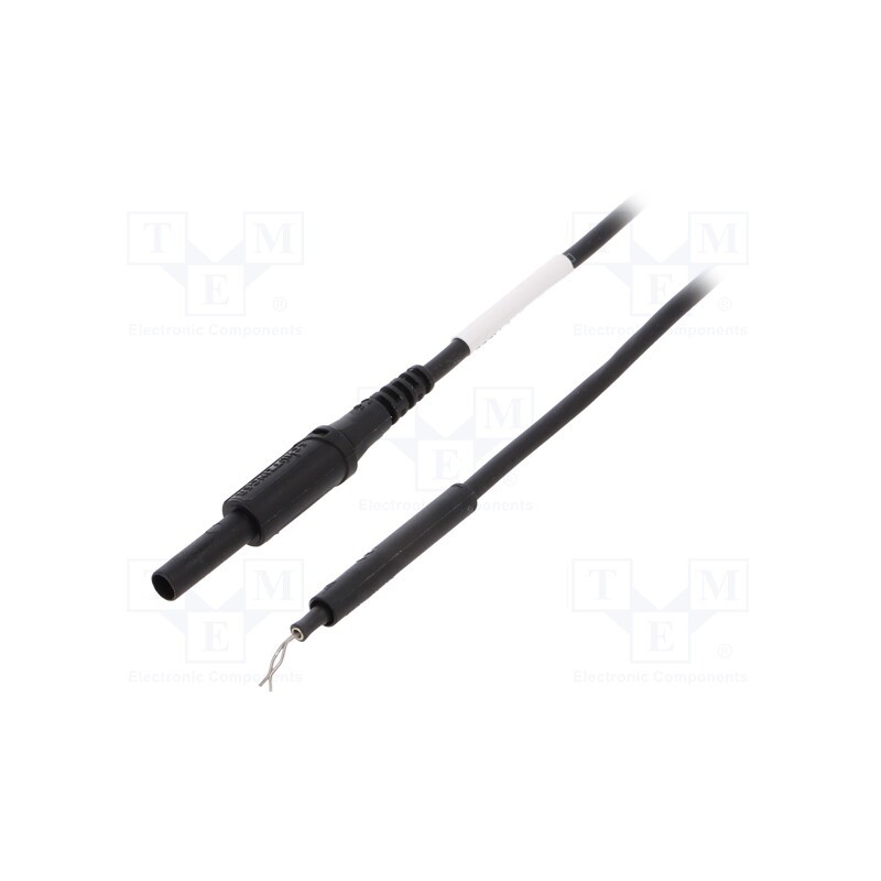 1 pcs x SCHu00dcTZINGER - AL 8322 / ZPK / 1 / 50 / SW - Test lead, 19A, probe tip,banana plug 4mm, Len: 0.5m, black