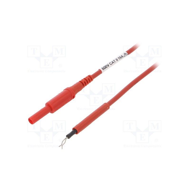 1 pcs x SCHu00dcTZINGER - AL 8322 / ZPK / 1 / 50 / RT - Test lead, 19A, probe tip,banana plug 4mm, Len: 0.5m, red